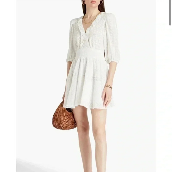NWT Sandro Gianni Embroidered Cotton Mini Dress - Picture 1 of 9